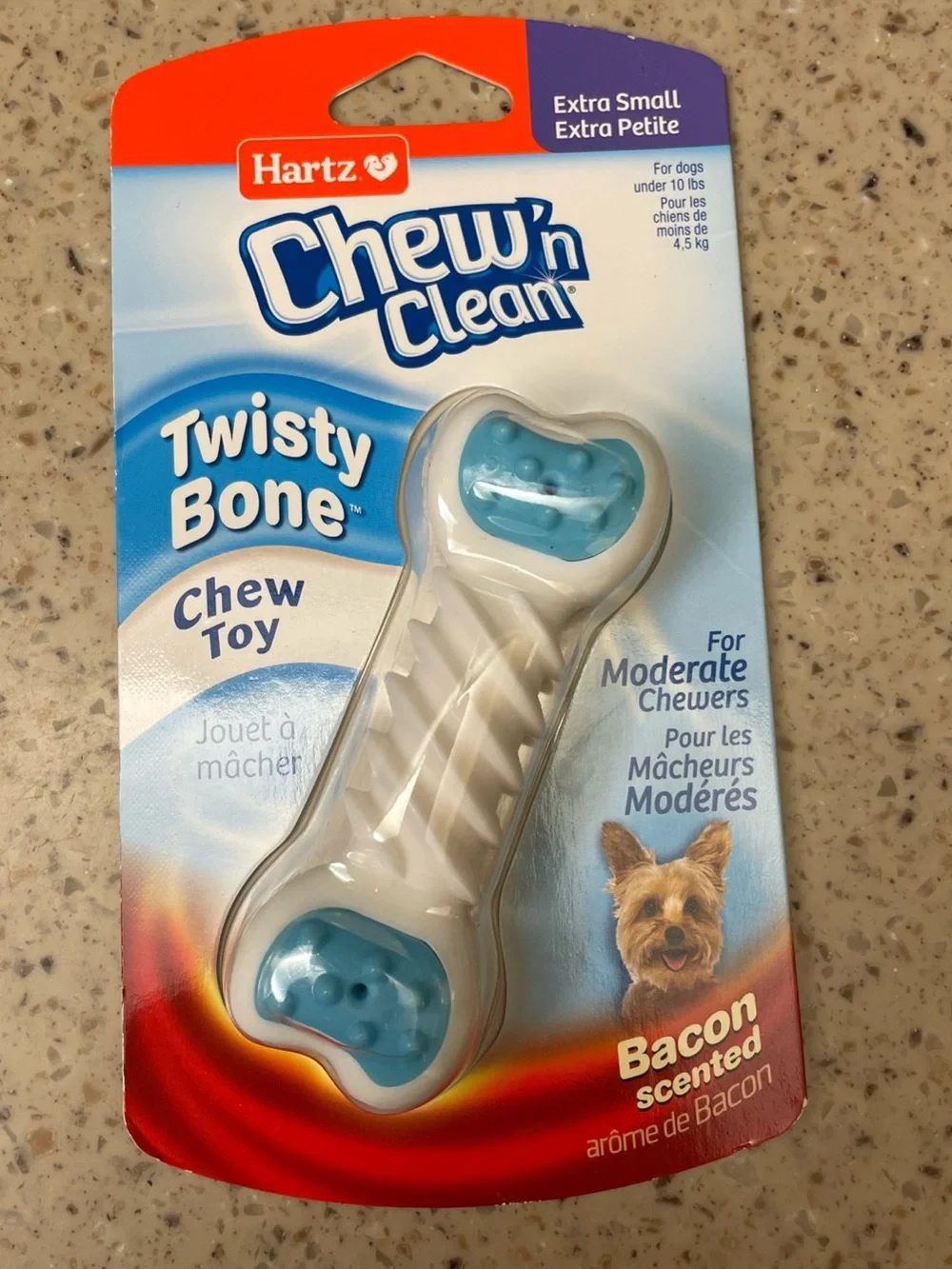 Hartz Chew 'n Clean Twisty Bone Chew Toy - White & Light Blue